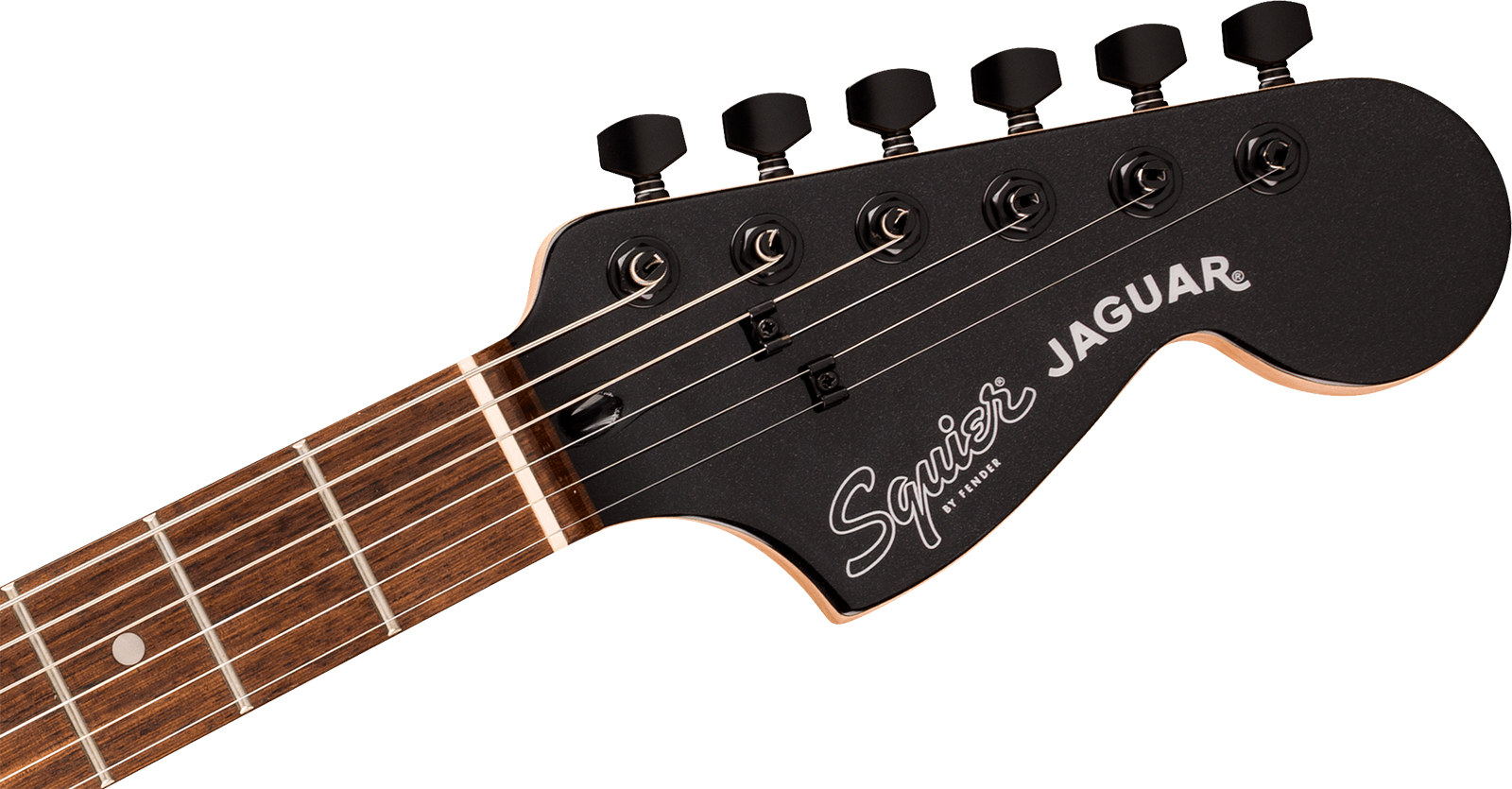 Squier Jaguar Affinity Fsr Shsc 2s Trem Lau - Metallic Black - Retro-rock elektrische gitaar - Variation 3