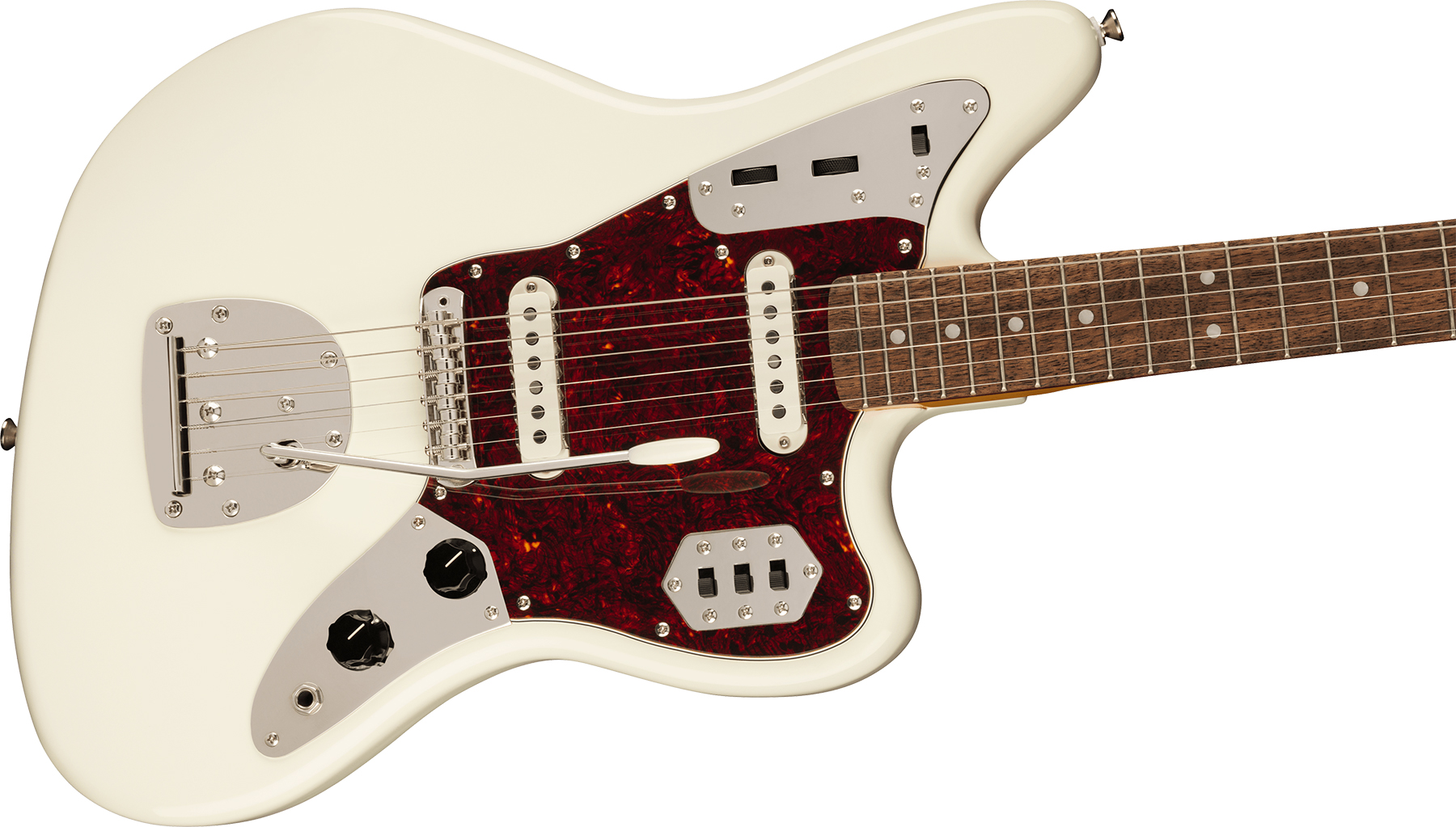 Squier Jaguar Classic Vibe 60s Fsr Ltd Lau - Olympic White With Matching Headstock - Retro-rock elektrische gitaar - Variation 2