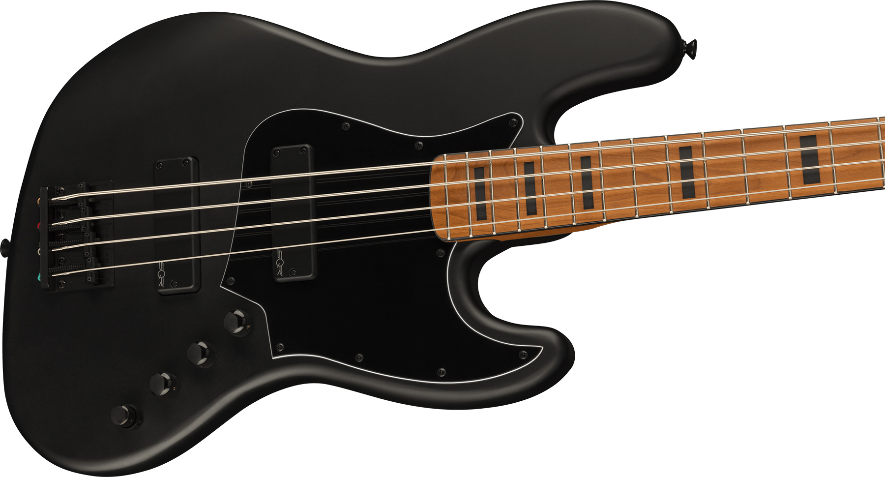 Squier Jazz Bass Contemporary Active Hh Black Pickguard Fsr Mn - Flat Black - Solid body elektrische bas - Variation 2