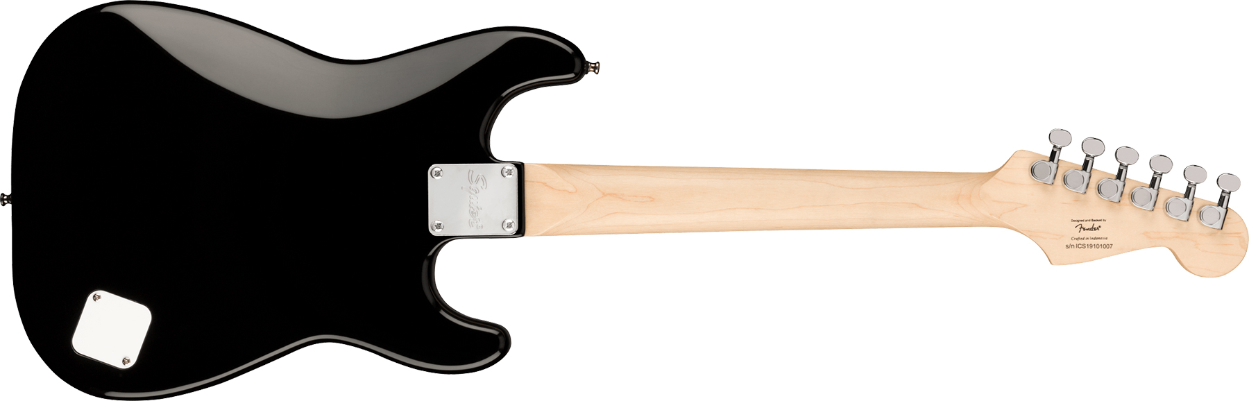Squier Mini Strat V2 Lh Gaucher Ht Sss Lau - Black - Linkshandige elektrische gitaar - Variation 1