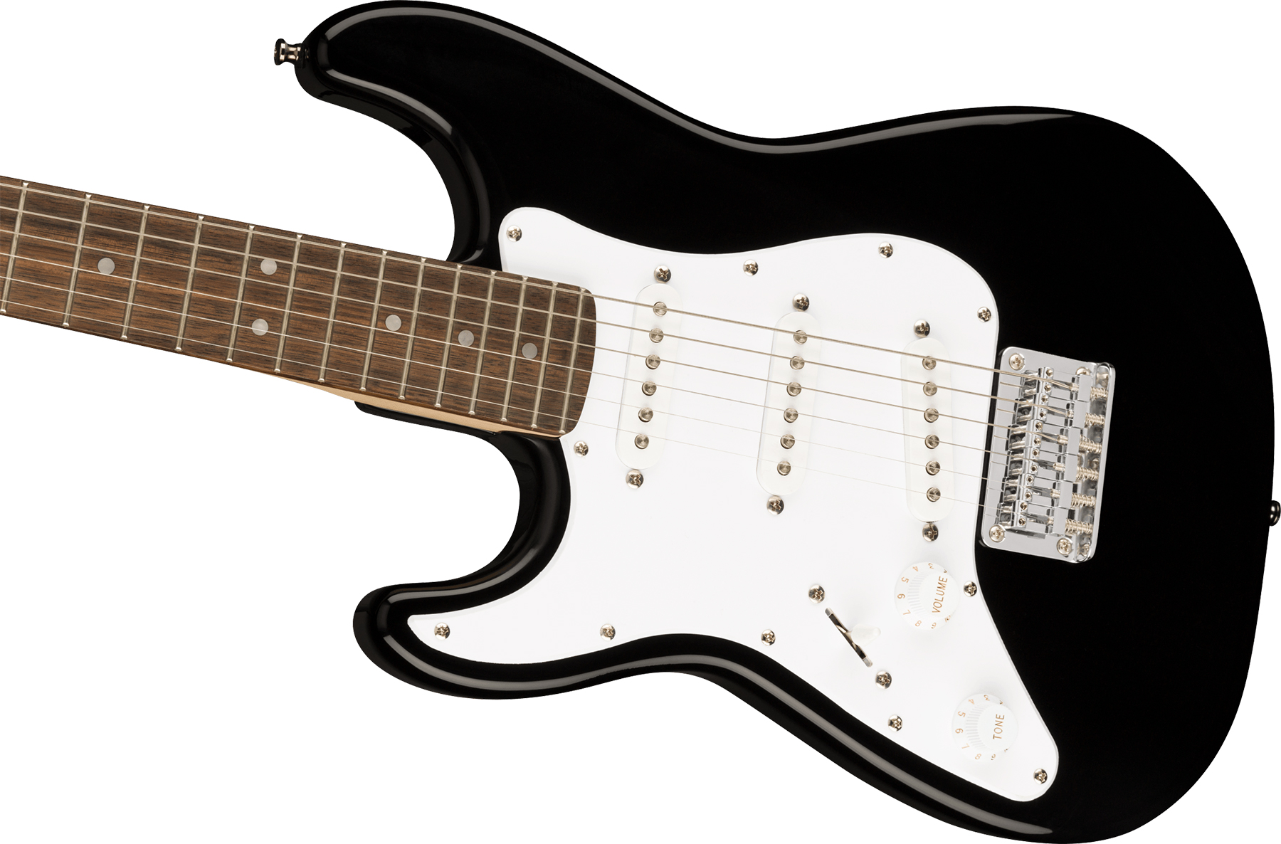 Squier Mini Strat V2 Lh Gaucher Ht Sss Lau - Black - Linkshandige elektrische gitaar - Variation 2