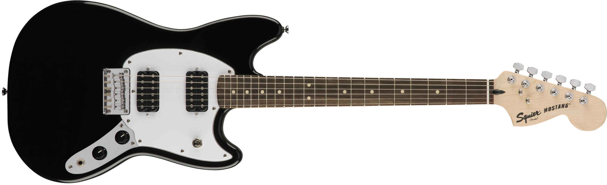 Squier Mustang Bullet Hh 2019 Ht Lau - Black - Retro-rock elektrische gitaar - Variation 1