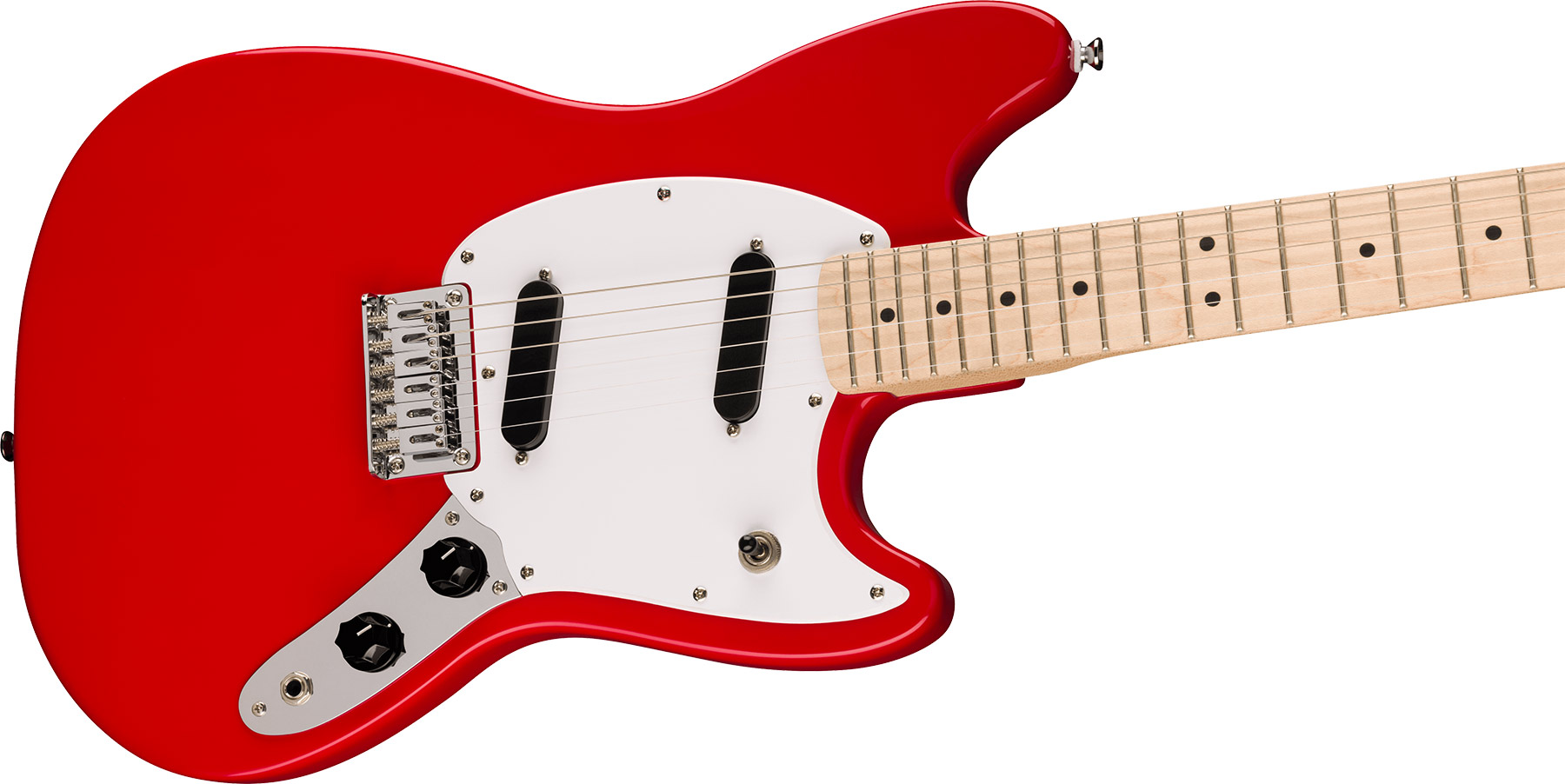 Squier Mustang Sonic 2s Ht Mn - Torino Red - Retro-rock elektrische gitaar - Variation 2