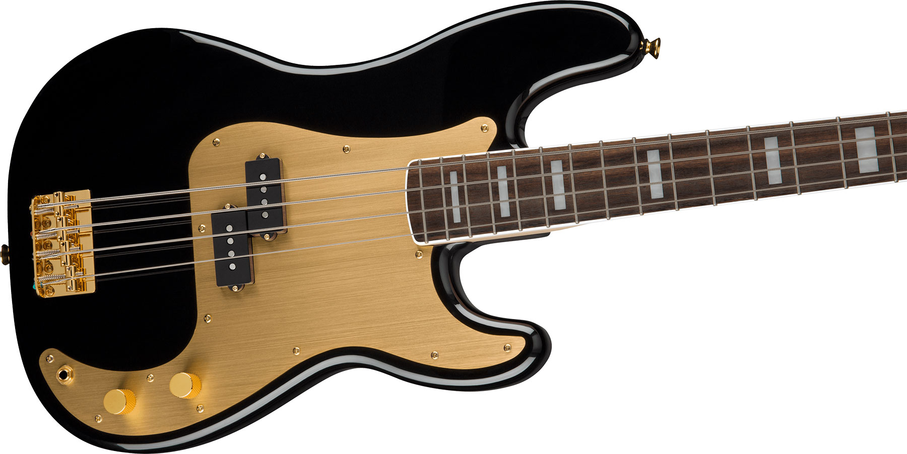 Squier Precision Bass 40th Anniversary Gold Edition Lau - Black - Solid body elektrische bas - Variation 2