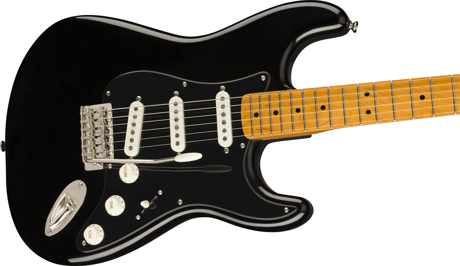 Squier Strat '50s Classic Vibe Fsr Ltd 2020mn - Black With Black Pickguard - Elektrische gitaar in Str-vorm - Variation 2