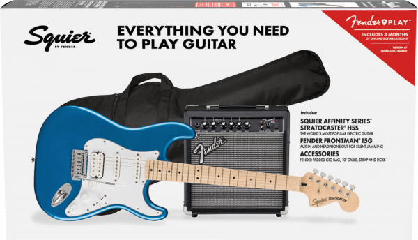 Elektrische gitaar set Squier Strat Affinity HSS Pack - Lake placid blue
