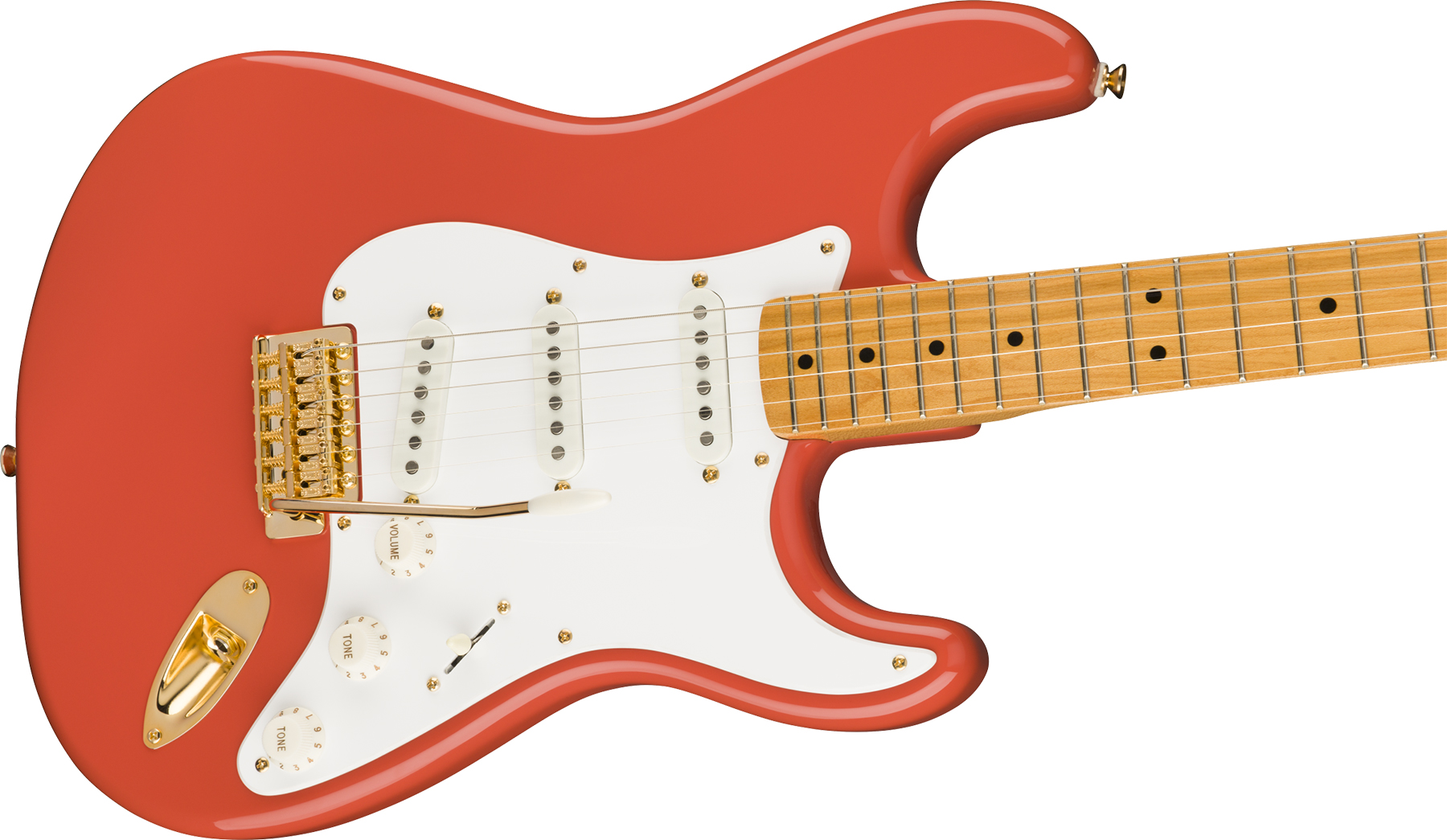 Squier Strat Classic Vibe '50s Fsr Ltd Mn - Fiesta Red With Gold Hardware - Elektrische gitaar in Str-vorm - Variation 2