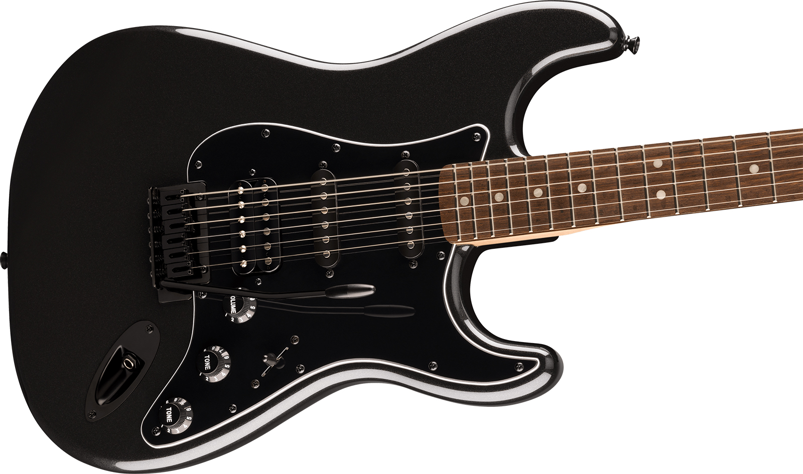 Squier Strat Hss Affinity Fsr Ltd Trem Lau - Metallic Black Matching Headstock - Elektrische gitaar in Str-vorm - Variation 2