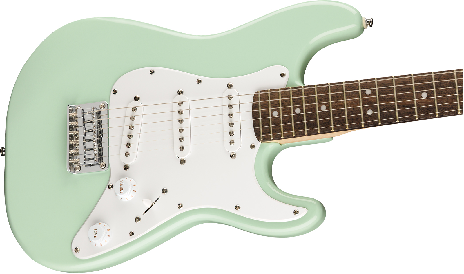 Squier Strat Mini Shsc 3s Ht Lau - Surf Green - Elektrische gitaar voor kinderen - Variation 2