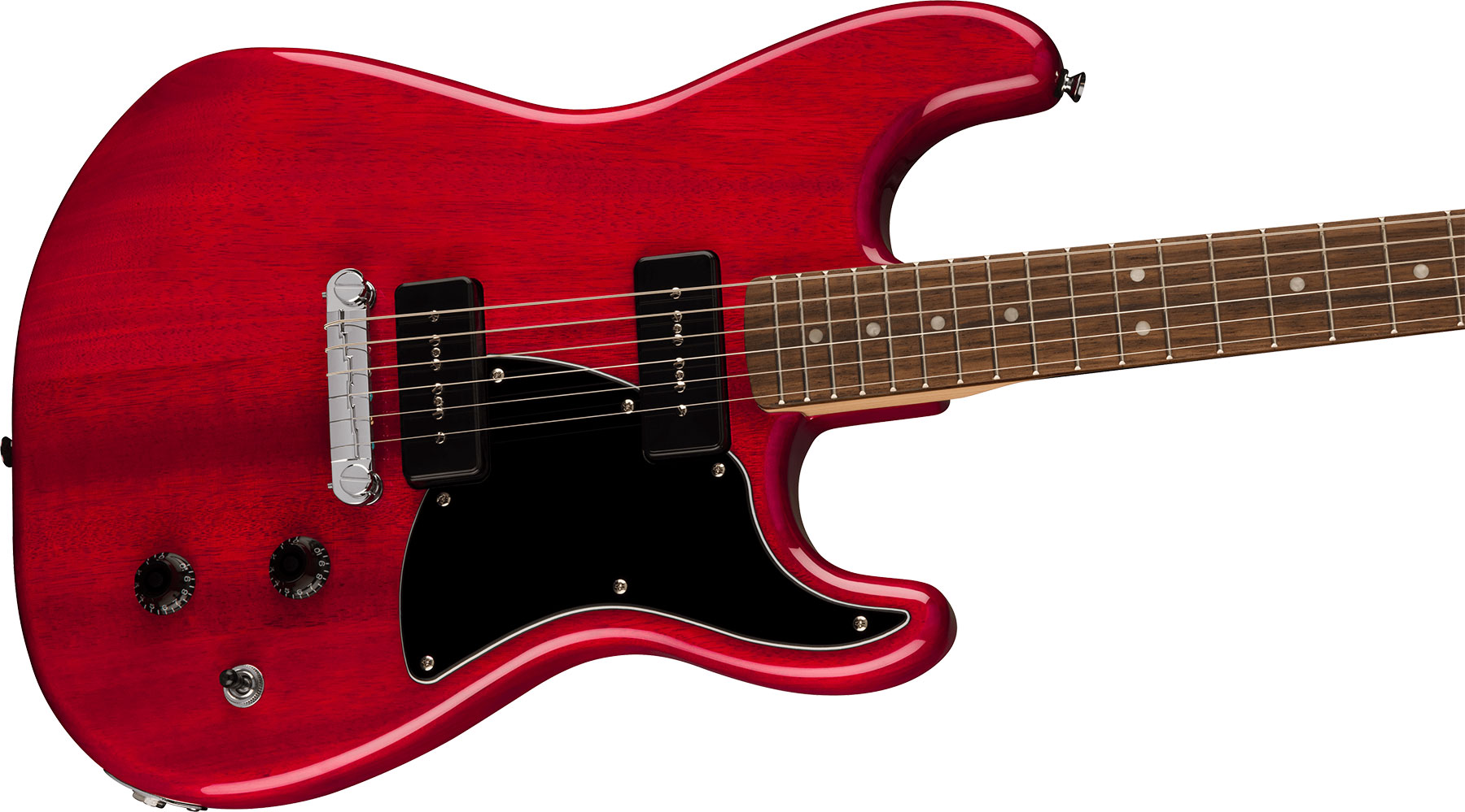 Squier Strat-o-sonic Paranormal 2s P90 Ht Lau - Crimson Red Transparent - Elektrische gitaar in Str-vorm - Variation 2