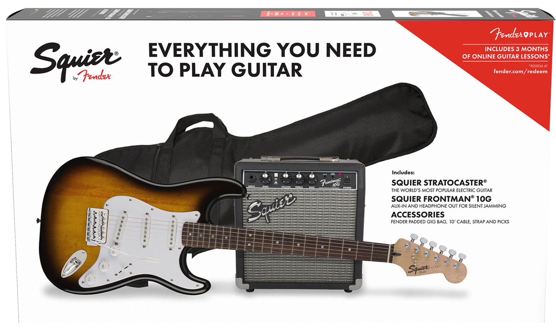 Elektrische gitaar set Squier Stratocaster Pack 2018 - brown sunburst