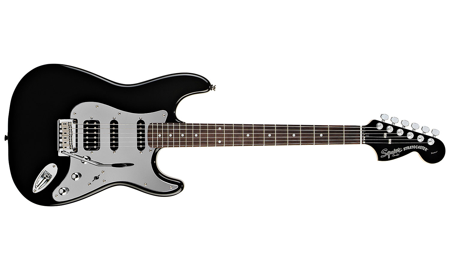 Squier Black & Chrome Standard Strat Hss (rw) - Black - Elektrische gitaar in Str-vorm - Variation 1