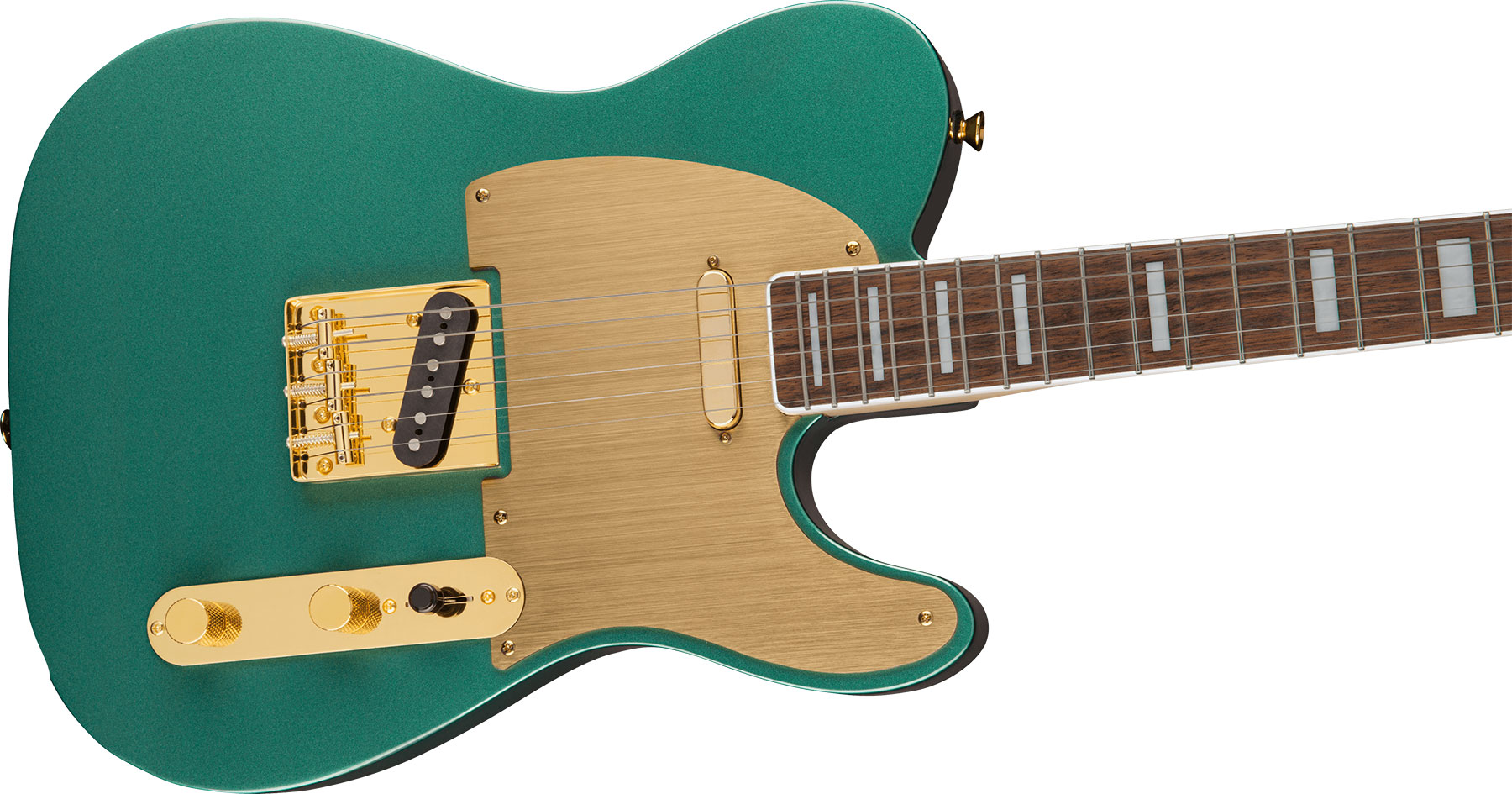 Squier Tele 40th Anniversary Gold Edition Lau - Sherwood Green Metallic - Televorm elektrische gitaar - Variation 2