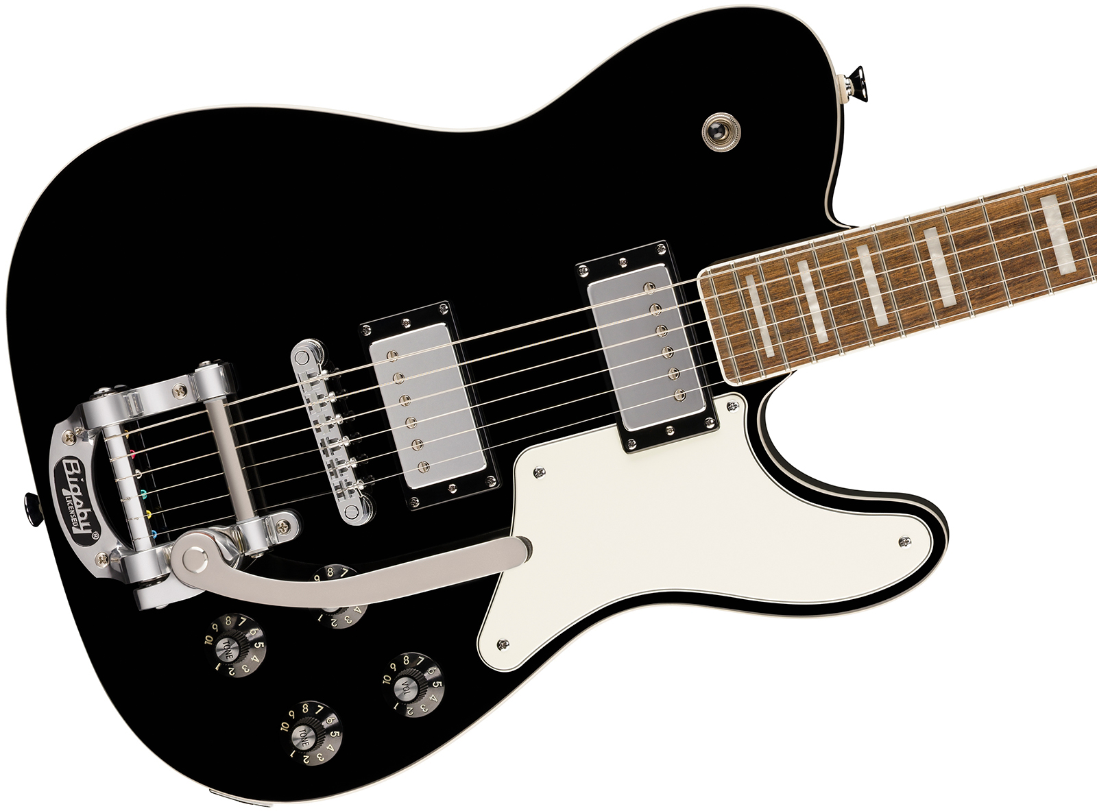 Squier Tele Deluxe Troublemaker Bigsby Paranormal Paranormal 2h Trem Lau - Black - Televorm elektrische gitaar - Variation 2