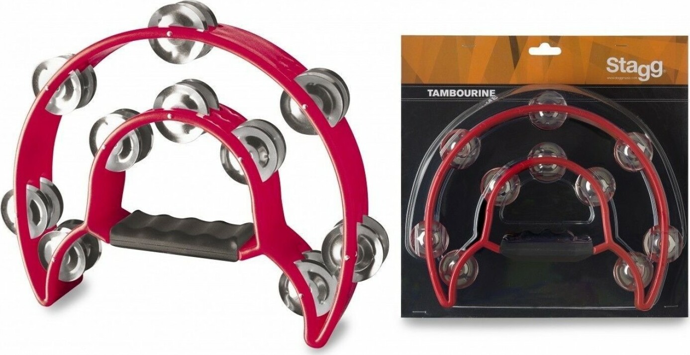 Stagg Tab-1 Rd Tambourin En Plastique Avec 20 Cymbalettes Rouge - Percussie te schudden - Main picture