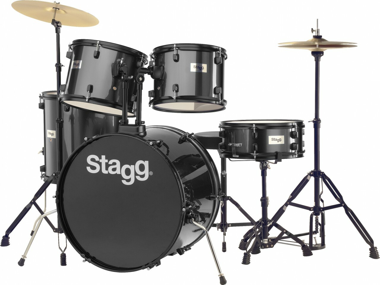 Stagg Tim122b + Hardware + Cymbales - 5 FÛts - Noir - Standaard drumstel - Main picture