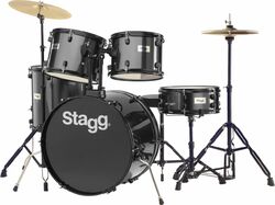 Standaard drumstel Stagg TIM122B + hardware + cymbales - 5 trommels - Noir