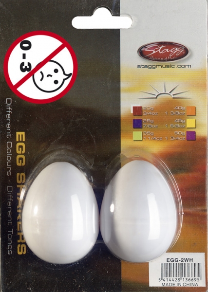 Stagg Egg-2 Wh Paire De Egg Shakers En Plastique White - Percussie te schudden - Variation 1
