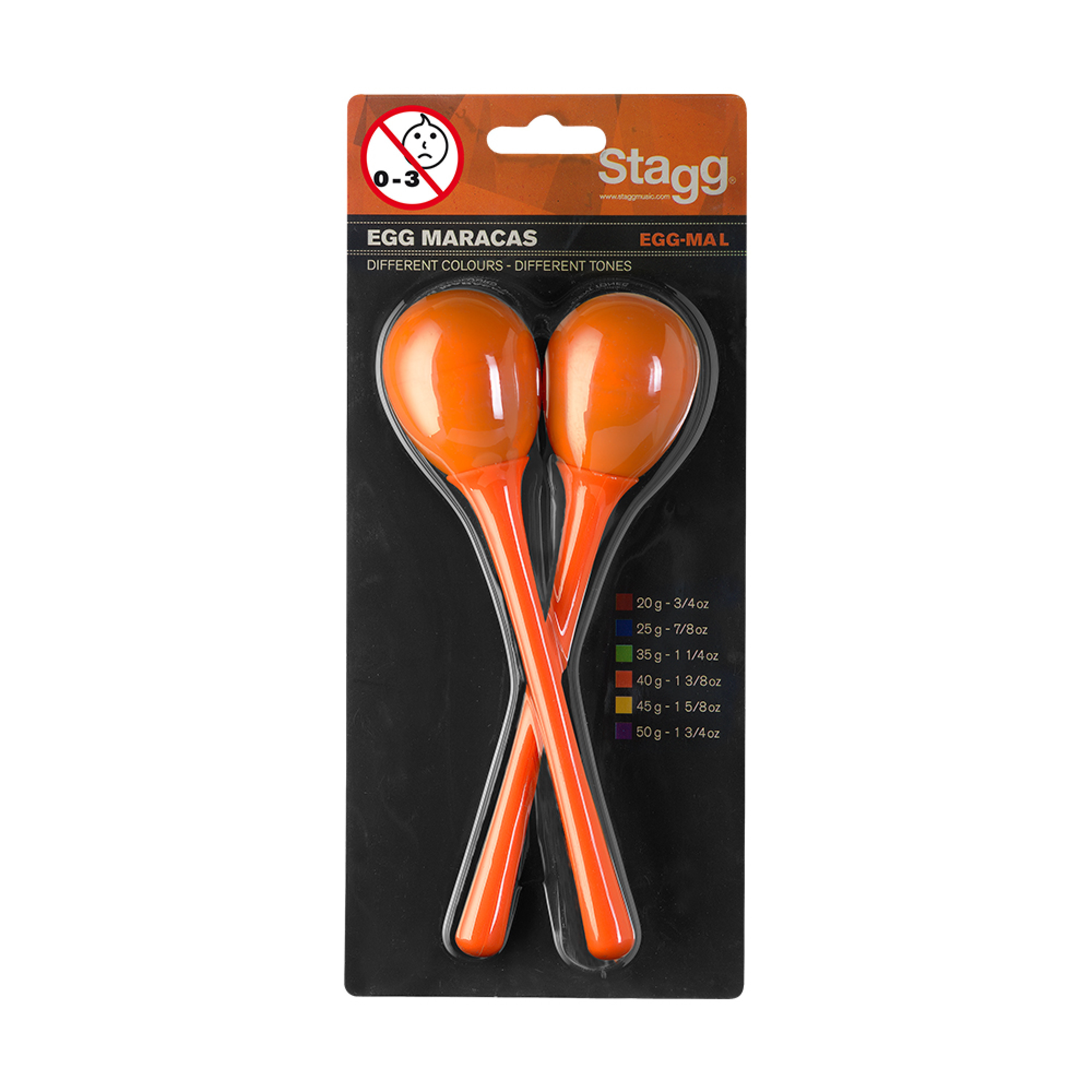Stagg Oeufs  Maracas Orange Par Paire - Egg Maracas Long Orange - Percussie te schudden - Variation 1