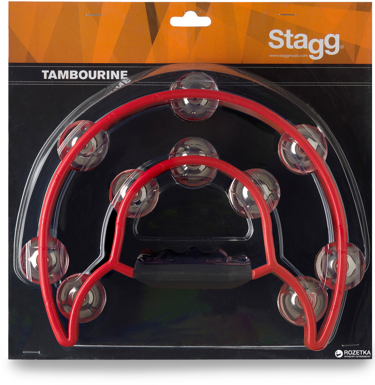Stagg Tab-1 Rd Tambourin En Plastique Avec 20 Cymbalettes Rouge - Percussie te schudden - Variation 1