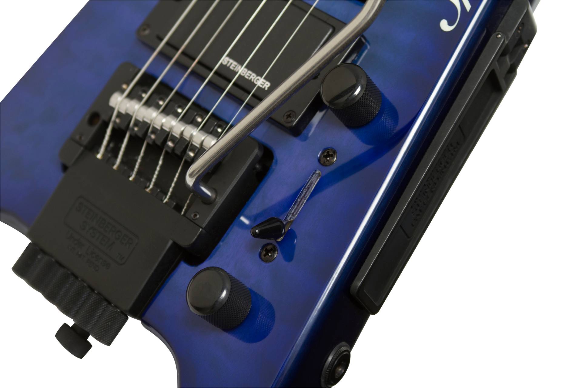 Steinberger Gt-pro Deluxe Quilt Top Outfit Hsh Trem Rw +housse - Trans Blue - Elektrische reisgitaar - Variation 1