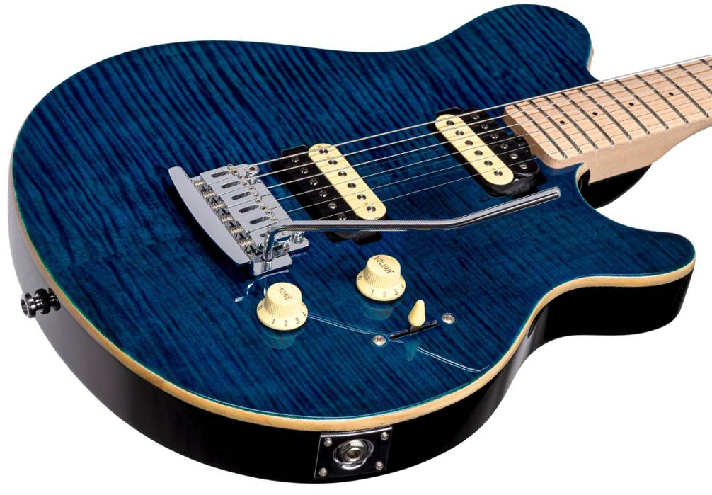 Sterling By Musicman Axis Flame Maple Ax3fm Hh Trem Mn - Neptune Blue - Enkel gesneden elektrische gitaar - Variation 2
