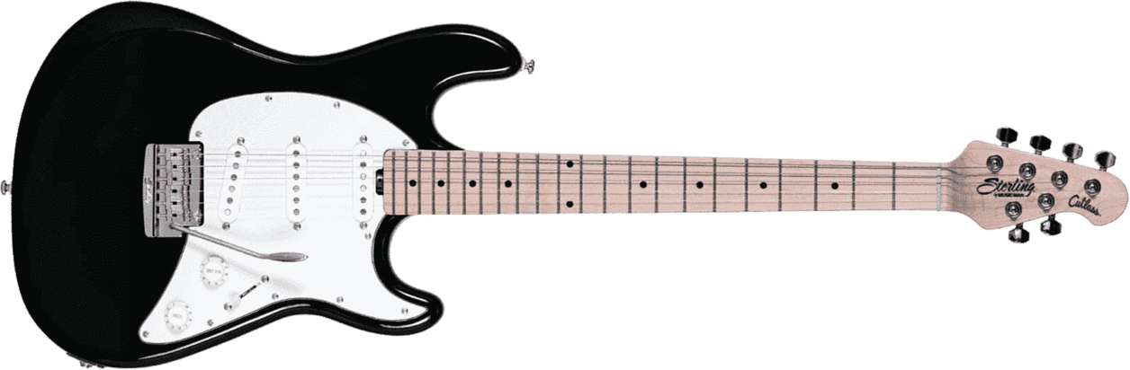 Sterling By Musicman Cutlass Ct50sss Trem Mn - Black - Retro-rock elektrische gitaar - Main picture