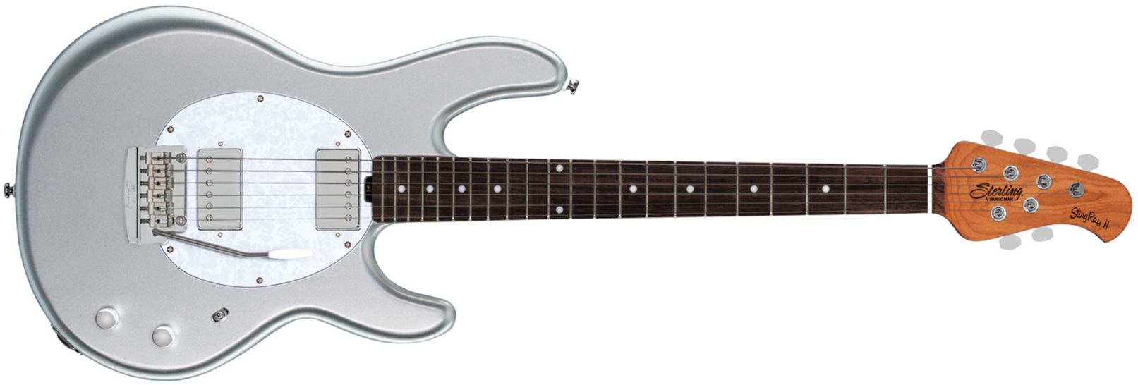 Sterling By Musicman Stingray Ii Trem Hh Rw - Silver - Elektrische gitaar in Strat vorm - Main picture