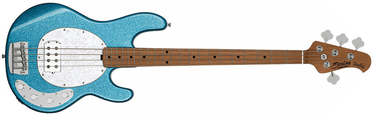 Sterling By Musicman Stingray Ray34 H Active Mn - Blue Sparkle - Solid body elektrische bas - Main picture