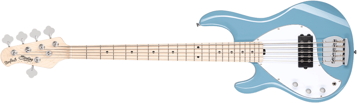 Sterling By Musicman Stingray Ray5h Lh 5c Gaucher Active Mn - Chopper Blue - Solid body elektrische bas - Main picture