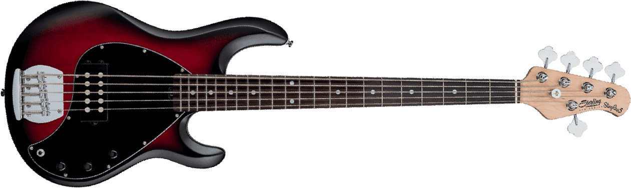 Sterling By Musicman Sub Ray5 5-cordes Active Jat - Red Ruby Burst Satin - Solid body elektrische bas - Main picture