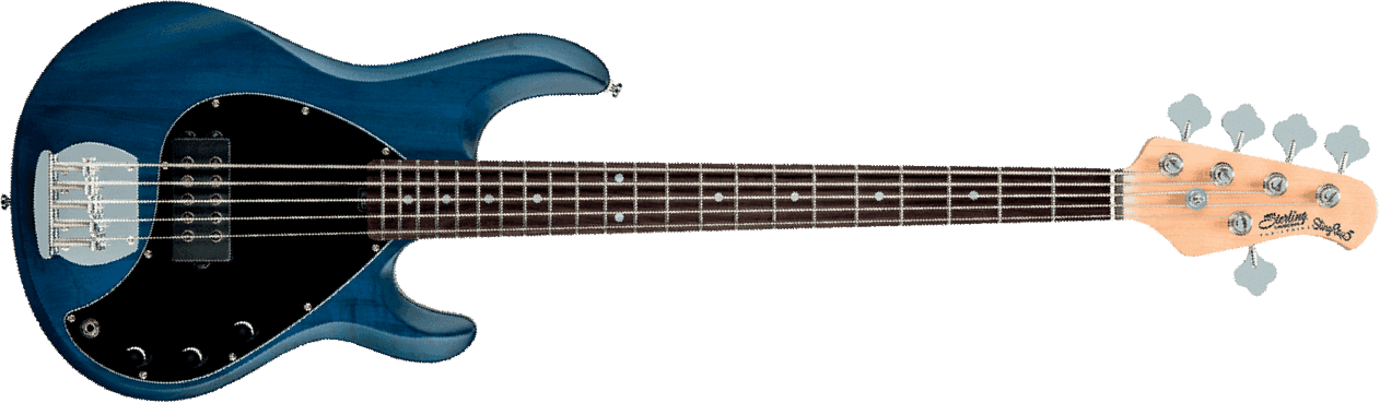 Sterling By Musicman Sub Ray5 5-cordes Active Jat - Trans Blue Satin - Solid body elektrische bas - Main picture