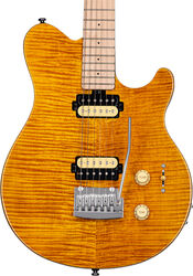 Enkel gesneden elektrische gitaar Sterling by musicman Axis Flame Maple AX3FM (MN) - Trans gold