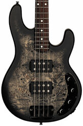 Solid body elektrische bas Sterling by musicman Stingray Ray34HHPB (RW) - Trans black satin