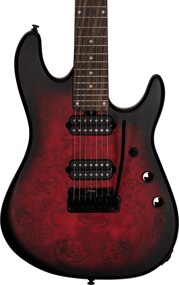 Sterling By Musicman Jason Richardson Cutlass 7c 2h Trem Rw - Dark Scarlet Burst Satin - 7-snarige elektrische gitaar - Variation 3