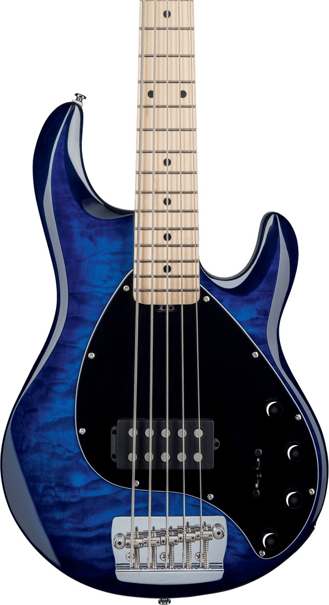 Sterling By Musicman Stingray5 Ray35qm 5-cordes Active Mn - Neptune Blue - Solid body elektrische bas - Variation 1