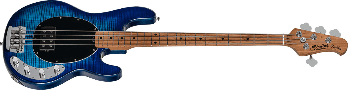 Sterling By Musicman Stingray Ray34fm H Active Mn - Neptune Blue - Solid body elektrische bas - Variation 1