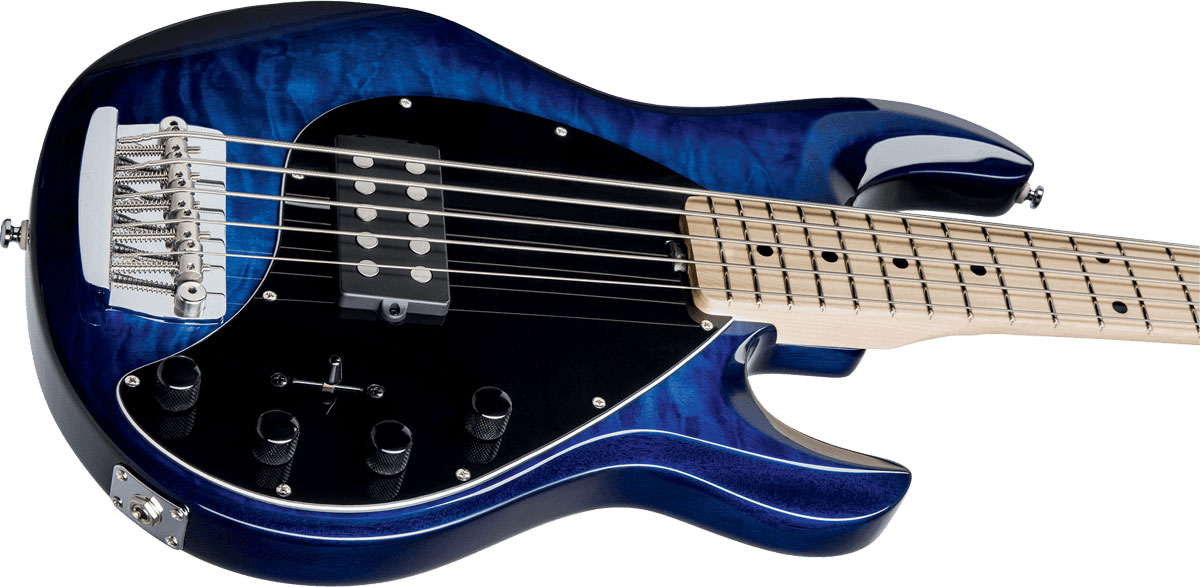 Sterling By Musicman Stingray5 Ray35qm 5-cordes Active Mn - Neptune Blue - Solid body elektrische bas - Variation 3