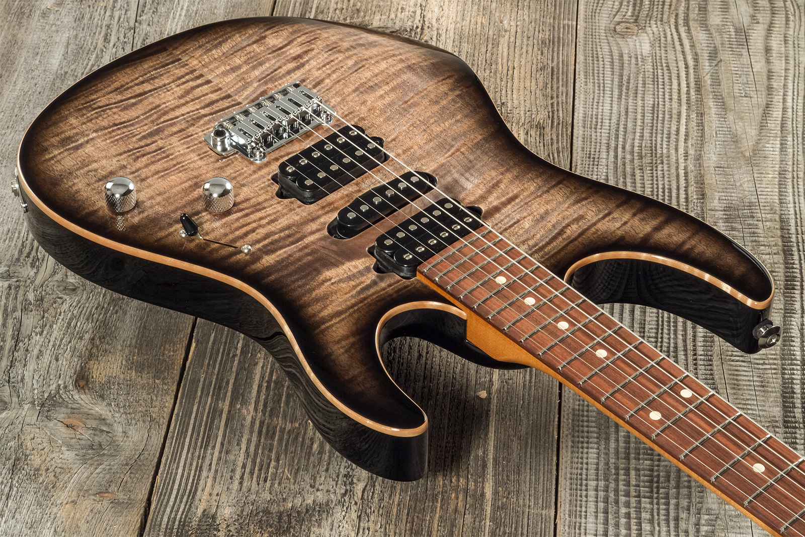 Suhr Modern Plus 01-mdp-0060 Hsh Trem Pf #72948 - Trans Charcoal Burst - Elektrische gitaar in Str-vorm - Variation 1