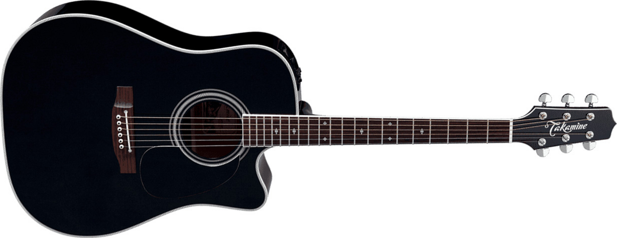 Takamine Ef341sc Legacy Dreadnought Cw Epicea Erable Ct4bii - Black - Elektro-akoestische gitaar - Main picture