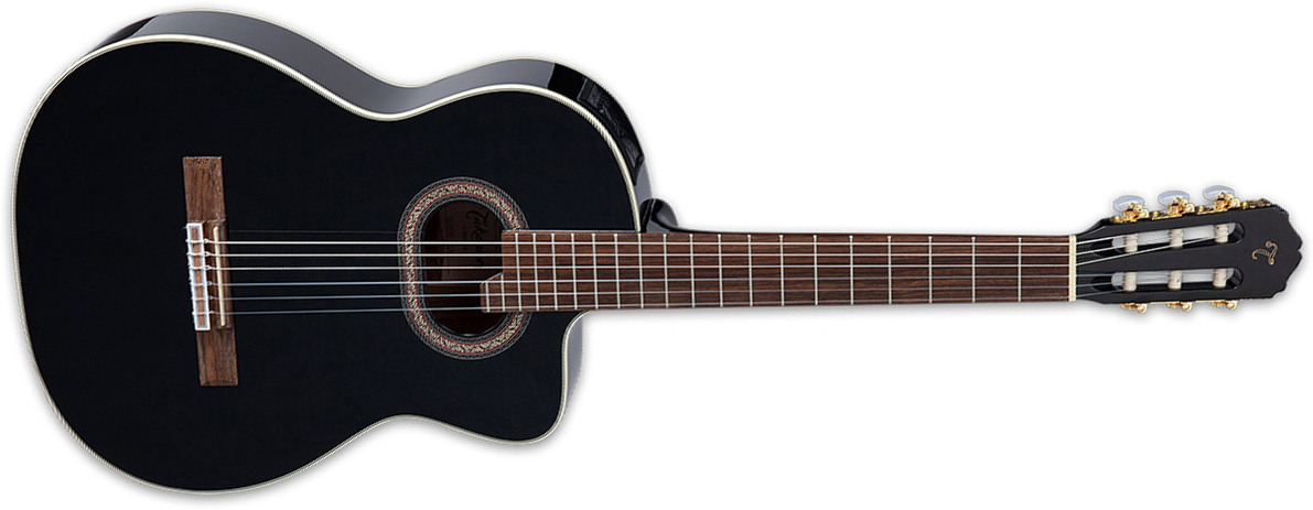 Takamine Gc6ce Blk 4/4 Cw Epicea Noyer Lau - Black - Klassieke gitaar 4/4 - Main picture