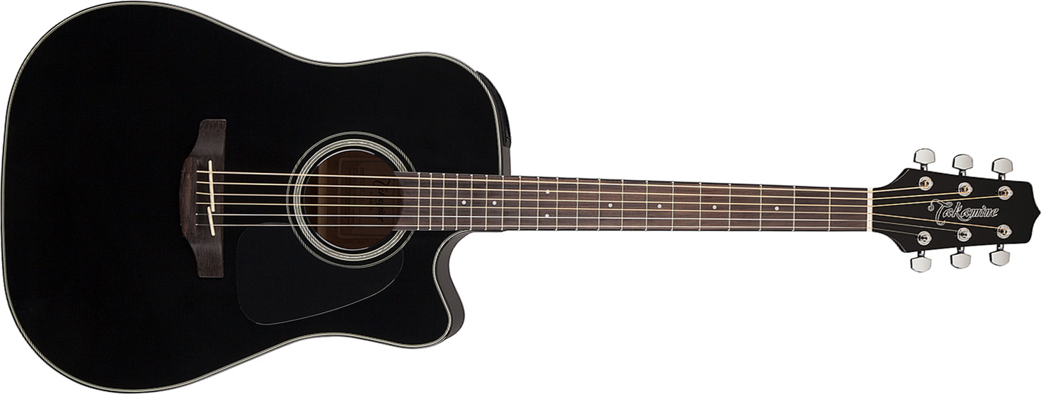 Takamine Gd30ce-blk Dreadnought Cw Epicea Acajou - Black - Elektro-akoestische gitaar - Main picture