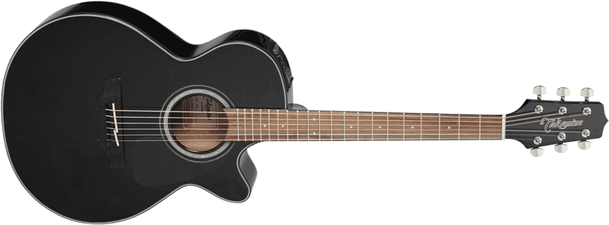 Takamine Gf30ce-blk Grand Concert Cw Epicea Palissandre - Black Gloss - Elektro-akoestische gitaar - Main picture