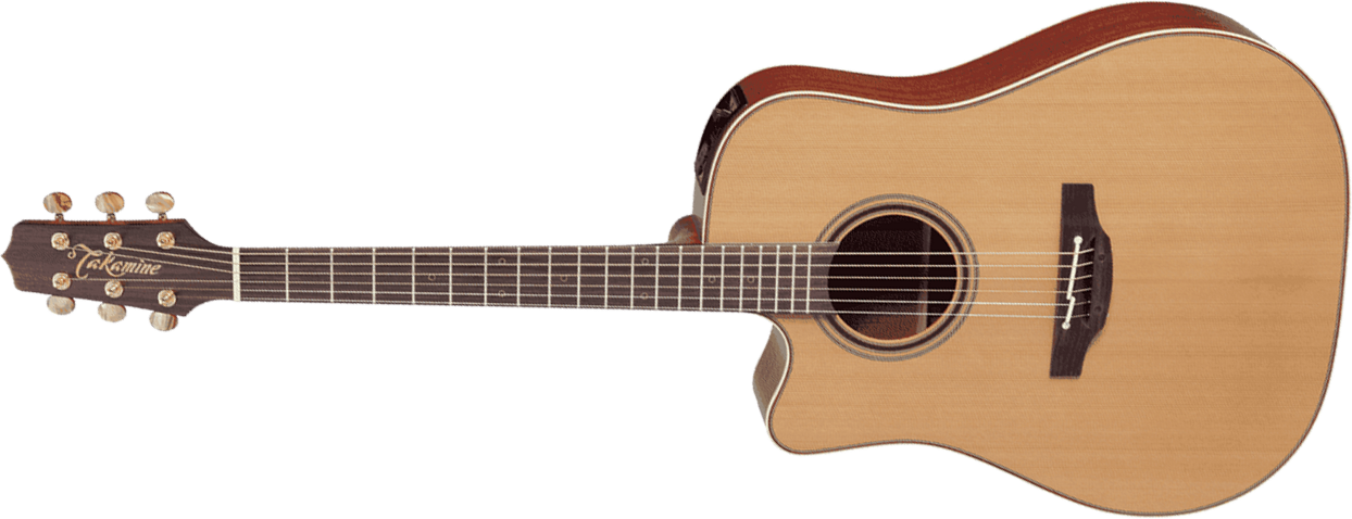 Takamine P3dclh Pro Japan Dreadnought Cw Gaucher Cedre Sapele - Natural Satin - Elektro-akoestische gitaar - Main picture