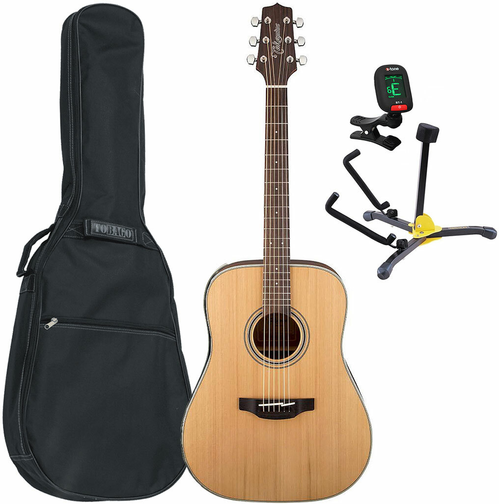 Takamine Pack Gd20-ns Dreadnought +housse Tobago Gb10f +accordeur +stand - Natural - Western gitaar set - Main picture