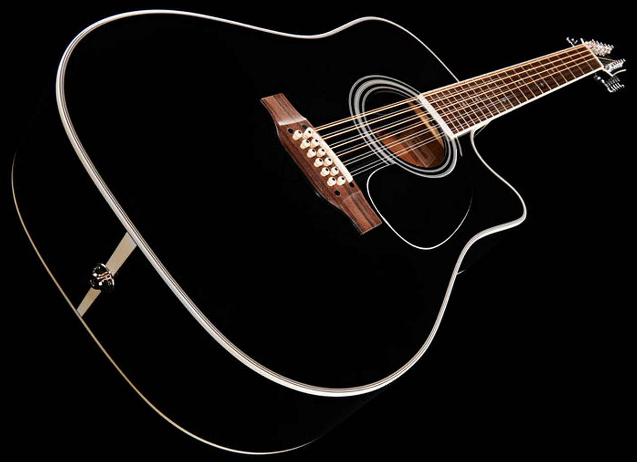 Takamine Ef381sc 12-string Legacy Dreadnought Cw 12-cordes Epicea Erable Ct4bii - Black - Elektro-akoestische gitaar - Variation 2