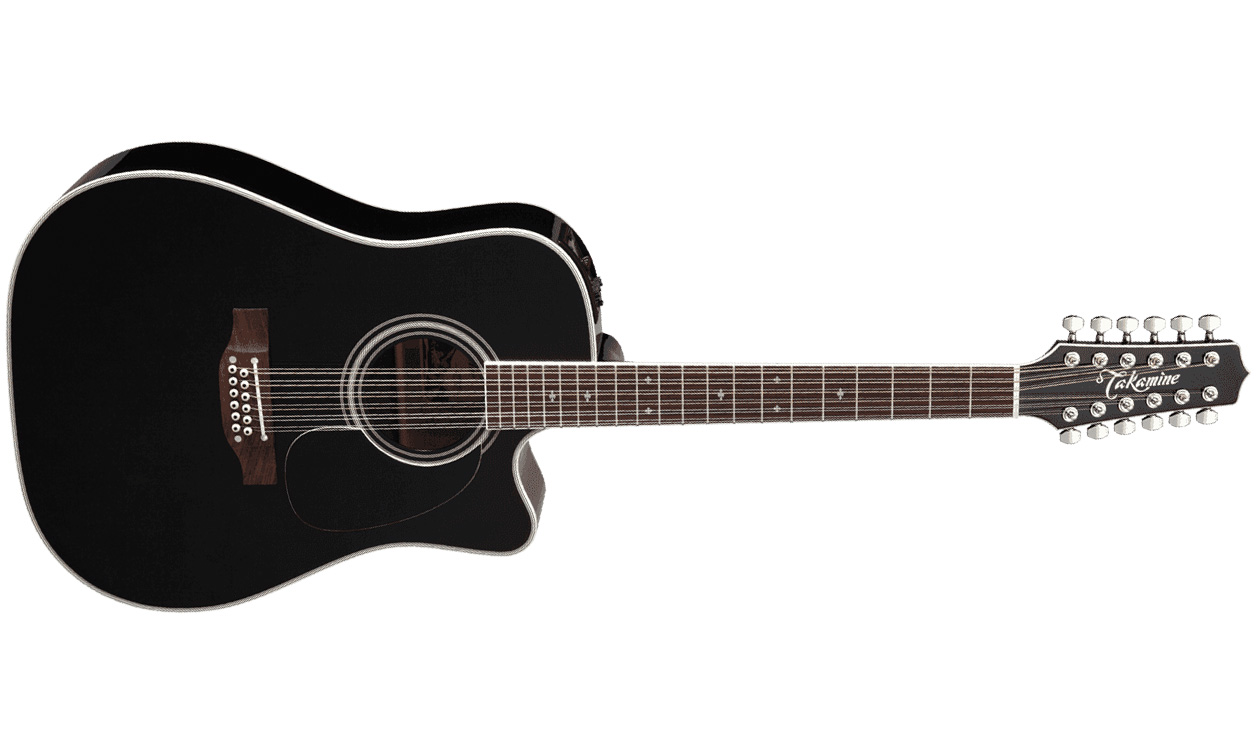 Takamine Ef381sc 12-string Legacy Dreadnought Cw 12-cordes Epicea Erable Ct4bii - Black - Elektro-akoestische gitaar - Variation 1