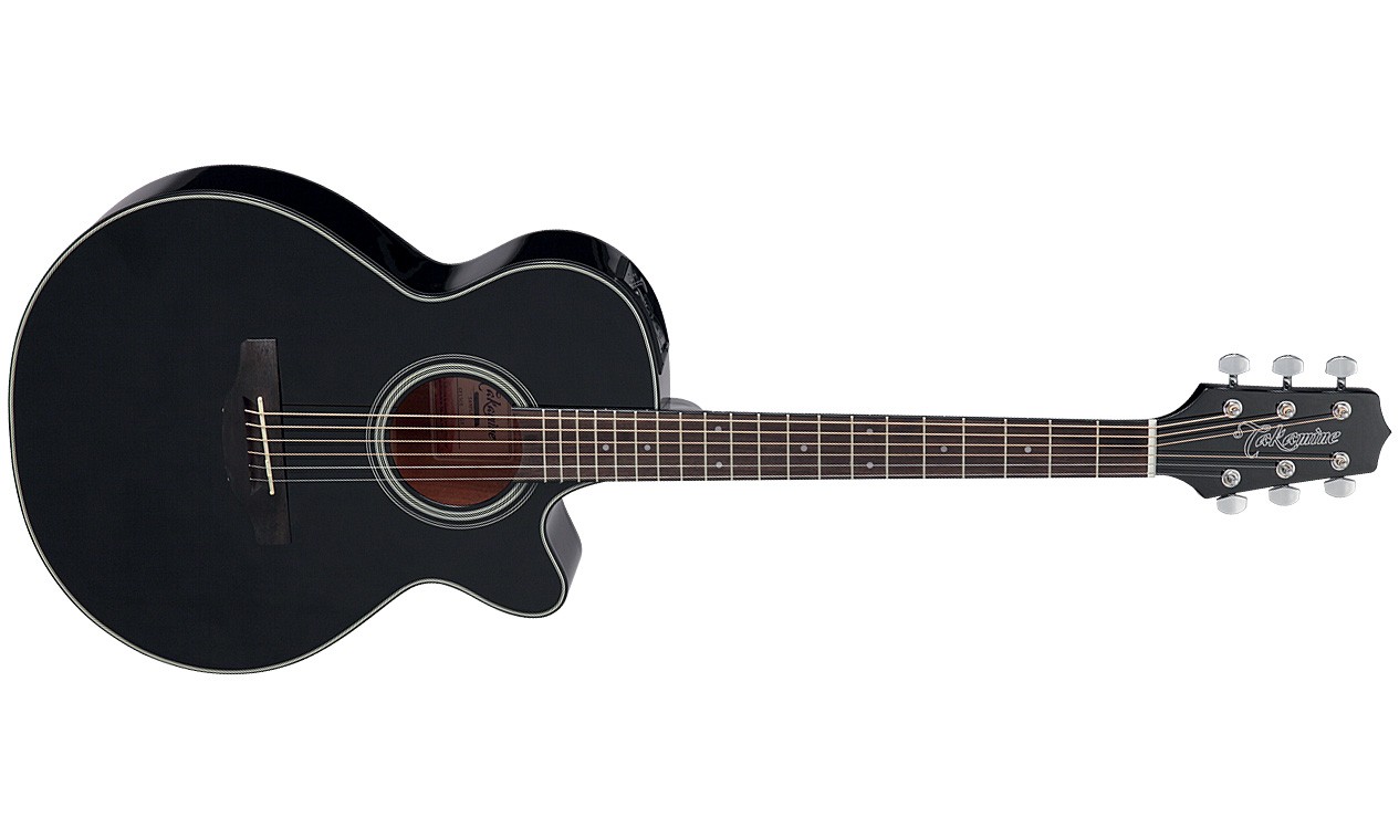 Takamine Gf15ce Blk Fxc Concert Cw Epicea Acajou Rw Tp-4t - Black Gloss - Elektro-akoestische gitaar - Variation 1