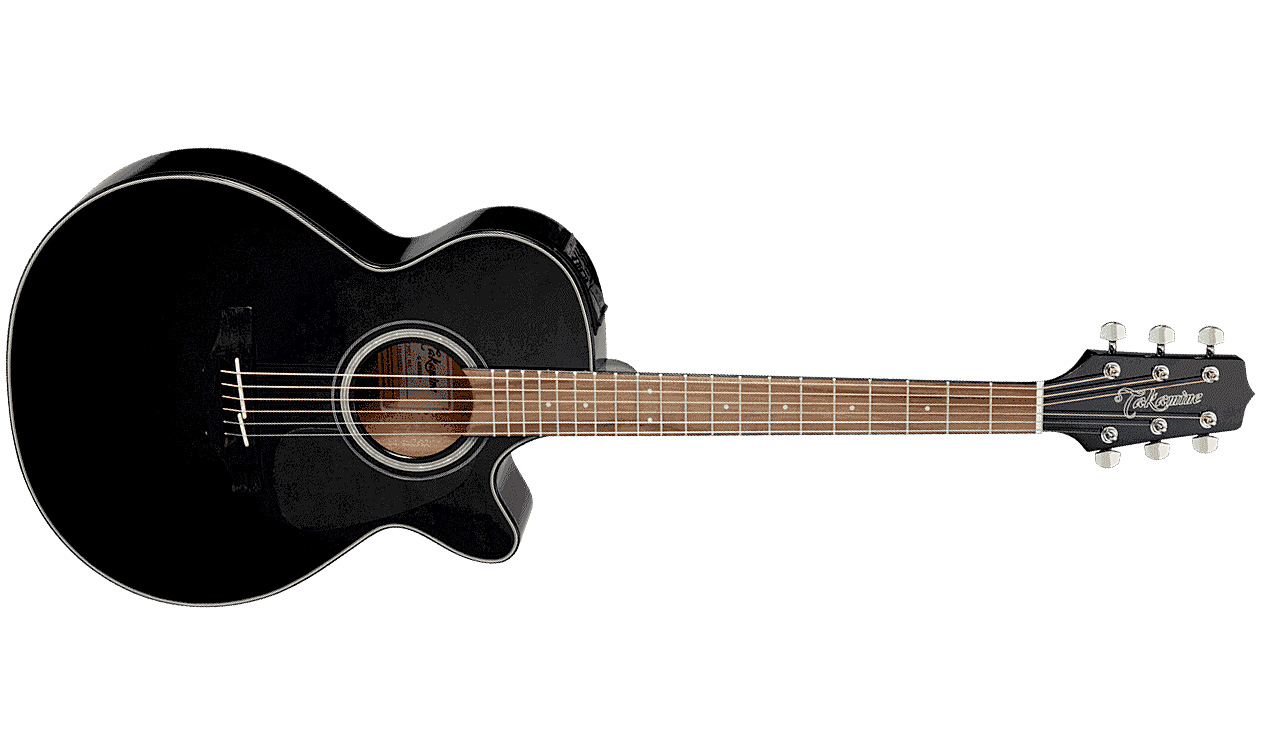 Takamine Gf30ce-blk Grand Concert Cw Epicea Palissandre - Black Gloss - Elektro-akoestische gitaar - Variation 1