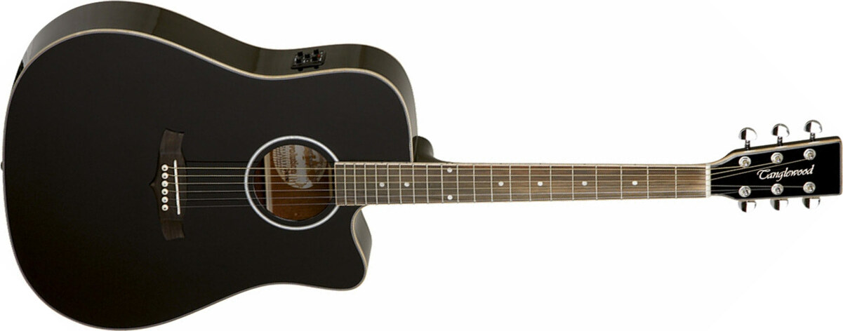Tanglewood Tw28slbk Ce Evolution V Dreadnought Cw Cedre Acajou - Black - Elektro-akoestische gitaar - Main picture